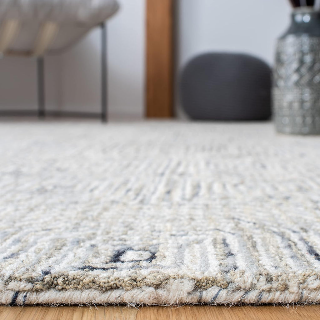 SAFAVIEH Aspen Collection Area Rug - 9' x 12', Grey & Beige, Handmade Boho Wool, Ideal for High Traffic Areas in Living Room, Bedroom (APN286F)