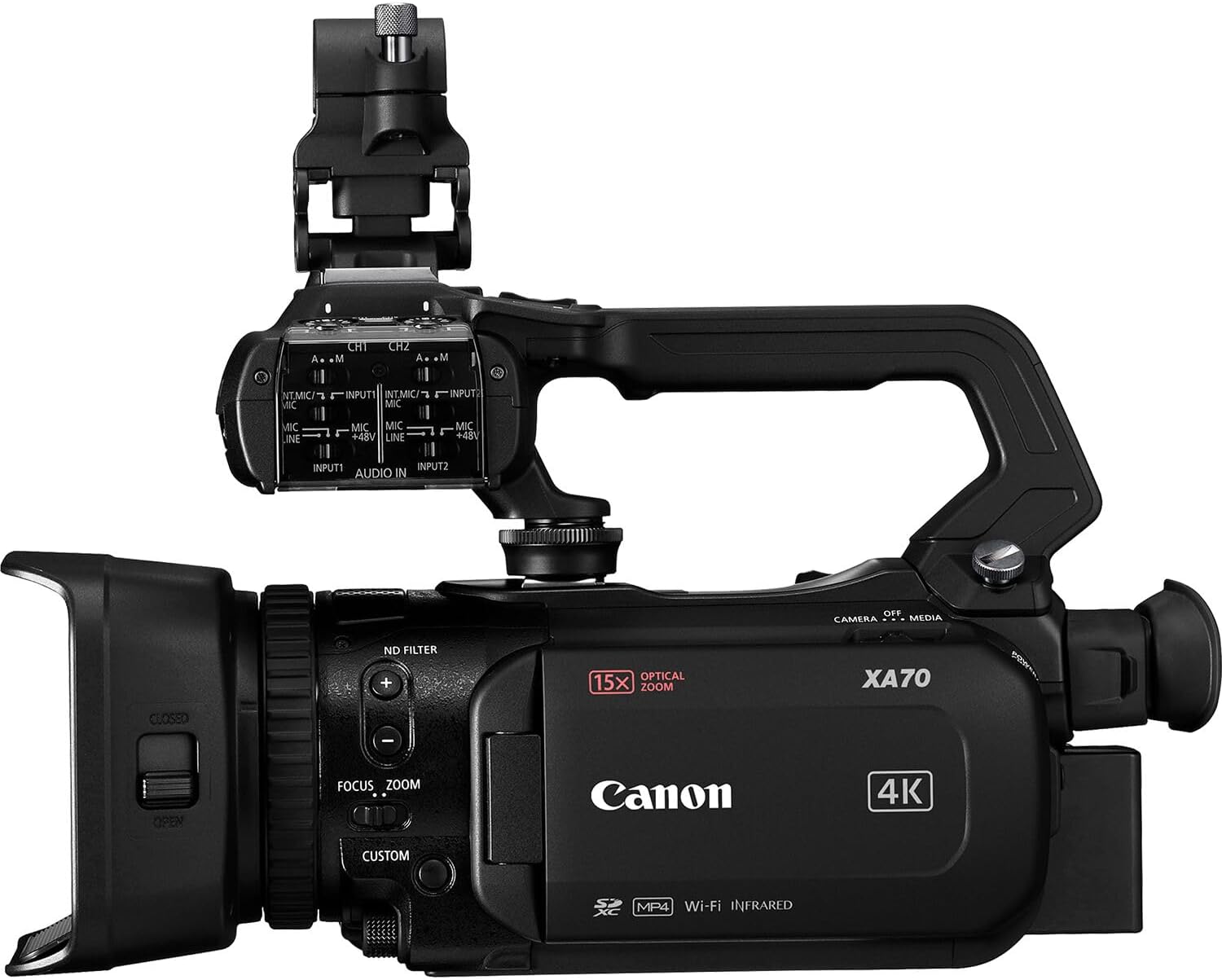 Canon XA70 UHD 4K30 Professional Pro Camcorder 1” 4K UHD CMOS Sensor  Dual-Pixel CMOS AF  15x Optical Zoom  600x Digital Zoom  USB Live Streaming  XLR inputs Bundle with 64GB Memory Card + More