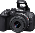 Canon EOS R10 Mirrorless Camera Kit with RF-S 18-45mm Lens | 24.2MP APS-C  4K Video  Perfect for Beginner Photographers & Vloggers (5331C009) + Adapter EF-EOS R + 64GB Card + LP-E17 Battery + Bag