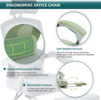 DUMOS Office Desk Computer Chair with Footrest, Ergonomic Mesh Swivel Gaming Chair with Rolling Wheels, Comfortable Headrest, Lumbar Support, Comfy for Home, Office, Task, Student, Elegant Green