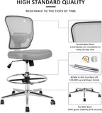 Drafting Chair, Tall Office Chair for Standing Desk, Drafting Stool with Lumbar Support, Adjustable Height and Foot Ring, Grey