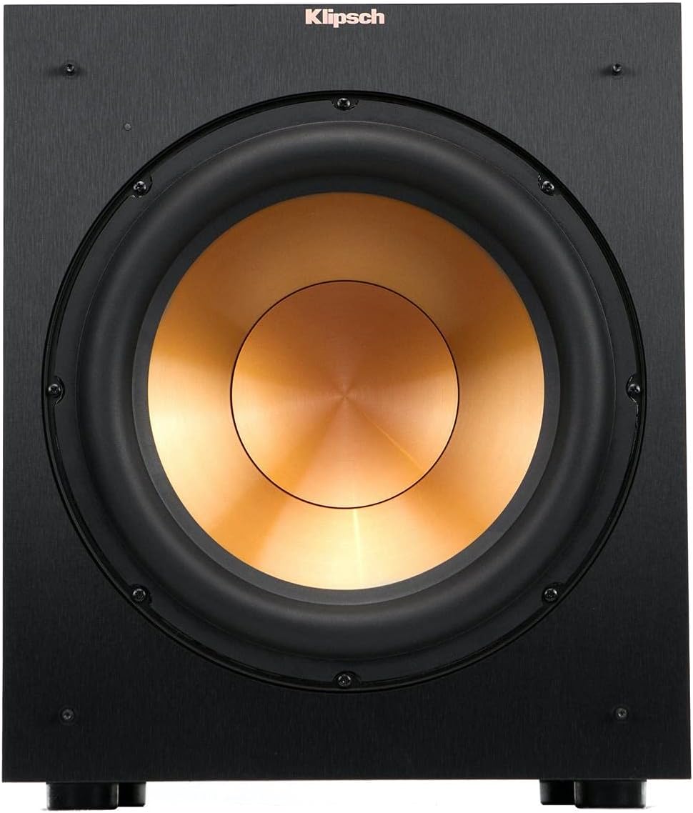 Klipsch R-12SW Powerful Deep Bass Front Firing 12" Copper-Spun Driver 400W Digital Power Subwoofer 14" X 18.5" X 16"