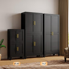 GAIOUS 47.25" Metal Storage Cabinet, Black Kitchen Food Storage with 4 Door and 2 Adjustable Shelves, Freestanding Bathroom Cabinet, Pantry for Kitchen Dinning Room, Cupboard