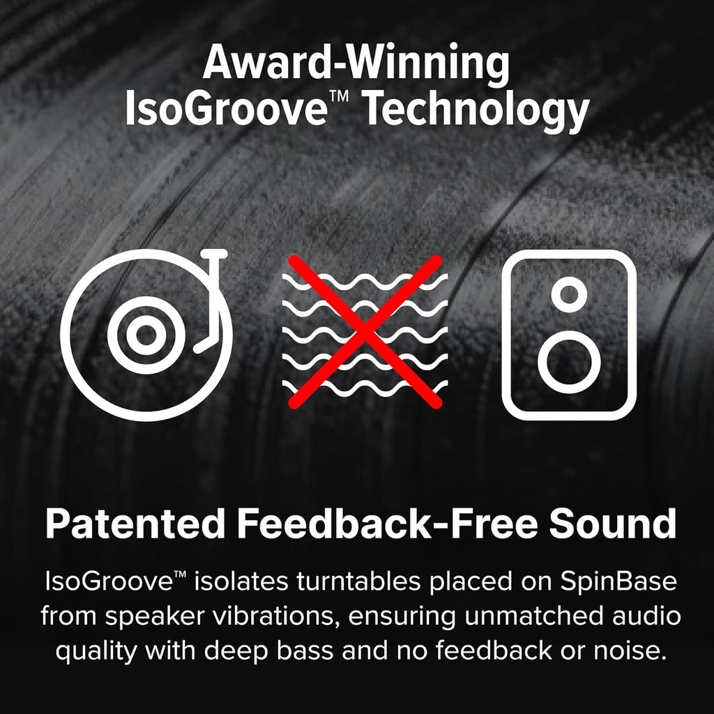 Andover Audio Spinbase 2 Speaker System Designed for Turntables; Phono Input  BT  Analog and Optical Input  ISOGroove Anti-Feedback  with Remote Control (Black)