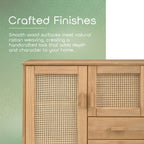 Nature Sideboard with 2 Doors, 3 Drawers & 4 Inner Shelves – Spacious Buffet Cabinet with Woven Rattan Doors – Versatile Storage for Dining or Living Spaces