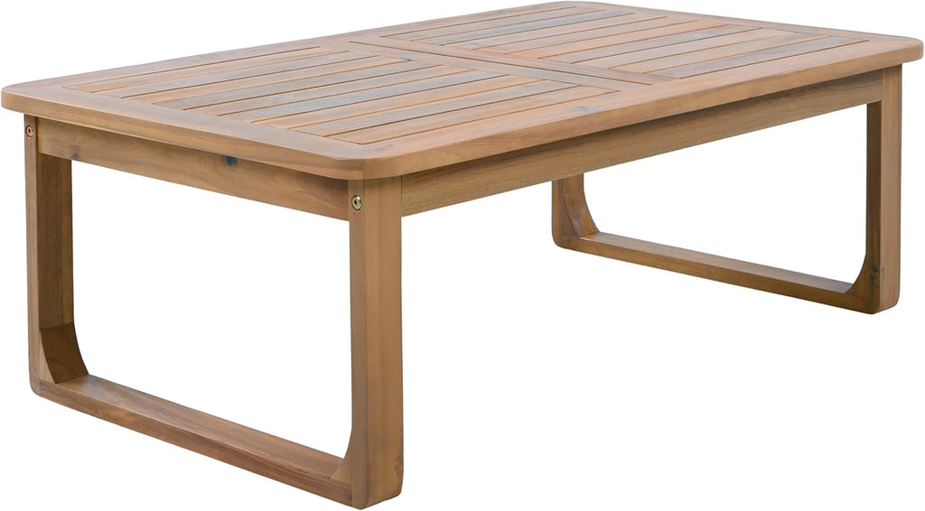 Christopher Knight Home Lebat Patio Acacia Wood Coffee Table, Solid Wood Outdoor Table for Patio Furniture Set, Slat Panel Rectangular Top, Light Teak