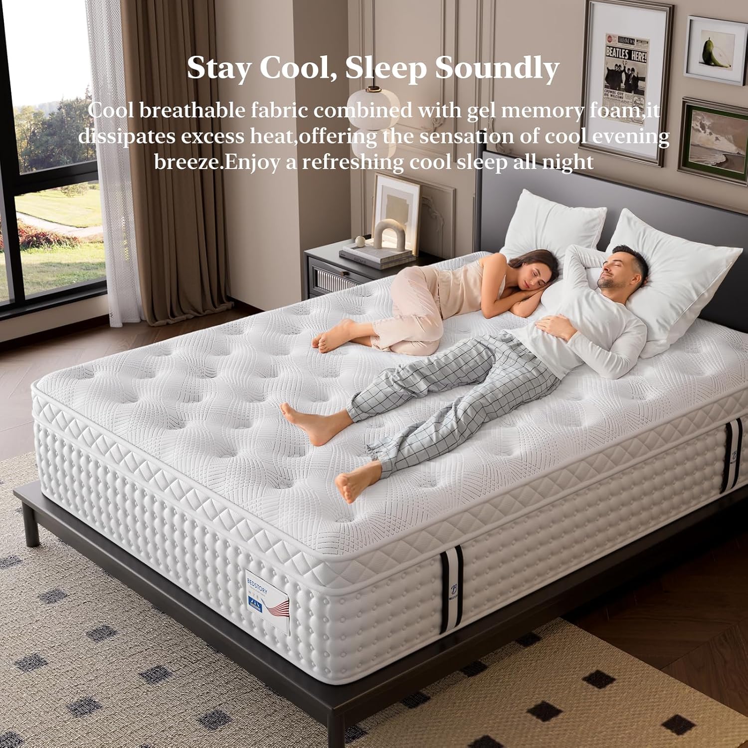 BedStory Extra Firm King Mattress 14 Inch,Hybrid Mattress in a Box with Extra Lumbar and Back Support, Signature Collection Mattresses Pressure Pain Relief, 365 Nights Trial, 10 Years Warranty