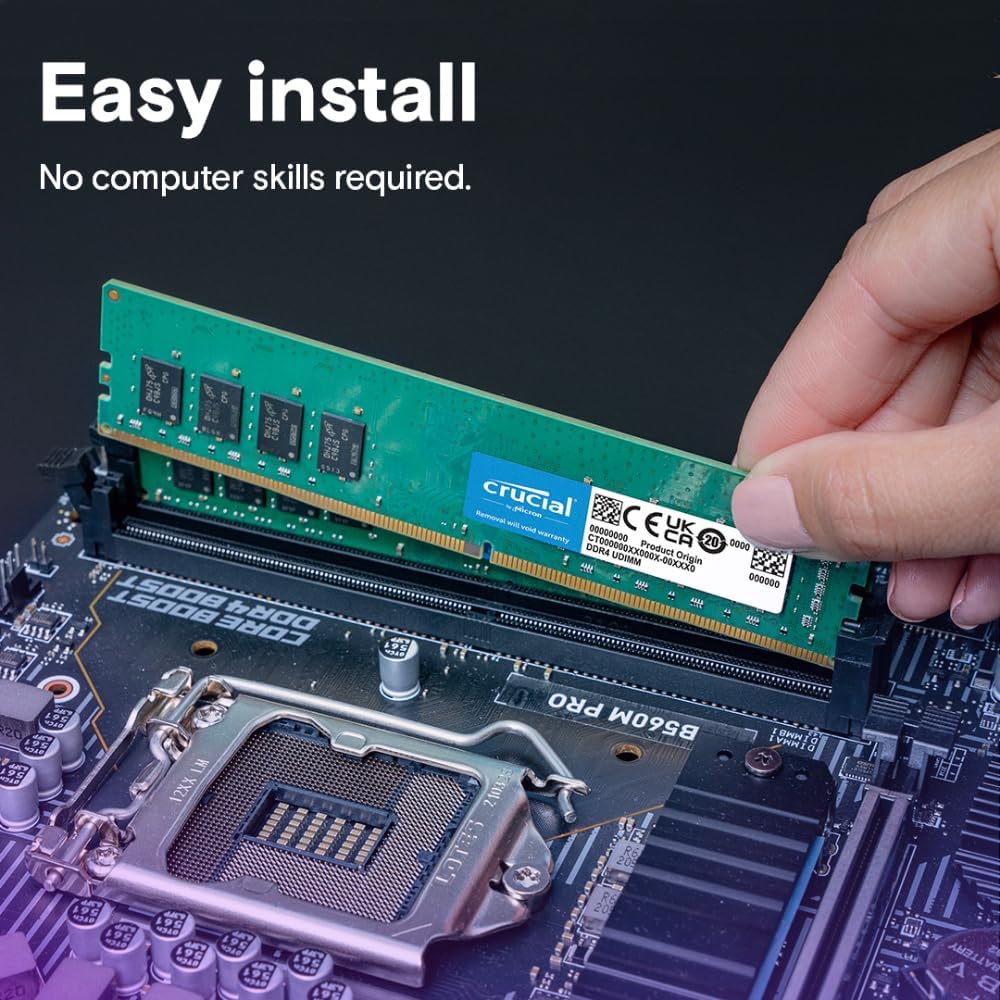 Crucial 16GB DDR4 RAM, 3200MHz (PC4-25600) CL22 Desktop Memory, UDIMM 288-Pin, Downclockable to 2933/2666MHz, Compatible with Intel and AMD Ryzen - CT16G4DFRA32A