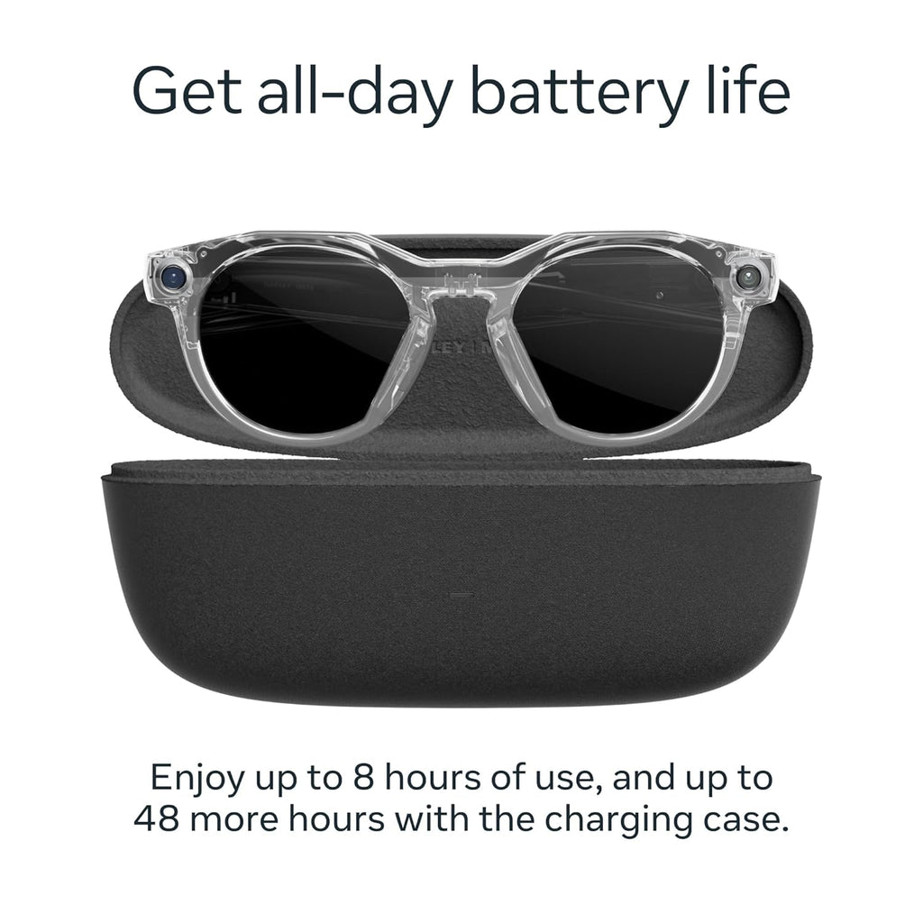 Oakley Meta HSTN  Clear | Smart AI Glasses for Men  Women — Performance for Sports  Athletes — Camera  Audio  Video — 8 Hour Battery — 3K HD Resolution — Clear to Grey Transitions® Lenses