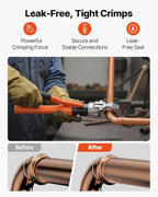 VEVOR Copper Pipe Crimping Tool, Hydraulic Driven Pro Press Tool with 1/2", 3/4", 1" Jaws, Copper Tube Fittings Crimper for Narrow Spaces, Straight & Bend Fittings - with Carrying Case