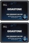 【NAS Certified】 GIGASTONE High Endurance SSD 512GB (2-Pack) Up to 550MB/s TLC Flash with SLC Caching 24/7 Reliable for Gaming/PC/NAS SSD 5-Year Warranty 2.5" SATA Internal Solid State Drives RAID Disk