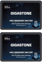【NAS Certified】 GIGASTONE High Endurance SSD 512GB (2-Pack) Up to 550MB/s TLC Flash with SLC Caching 24/7 Reliable for Gaming/PC/NAS SSD 5-Year Warranty 2.5" SATA Internal Solid State Drives RAID Disk