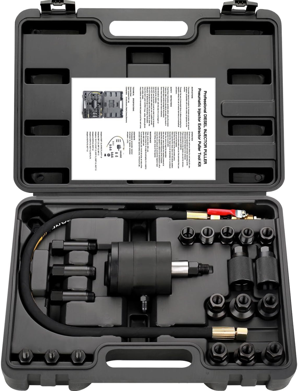 Pneumatic Injector Puller Set Compatible with Diesel Engines 23 PCS Air Vibration Injector Removal Tool Kit