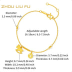 24K Real Gold Chain Bracelet Rocking Horse Pure Gold Coin Link Bracelets RICH Character Jewelry for Women Daughter Mom Gifts Birthday Valentine Anniversary 6.3-7.5"/16-19cm A0723991