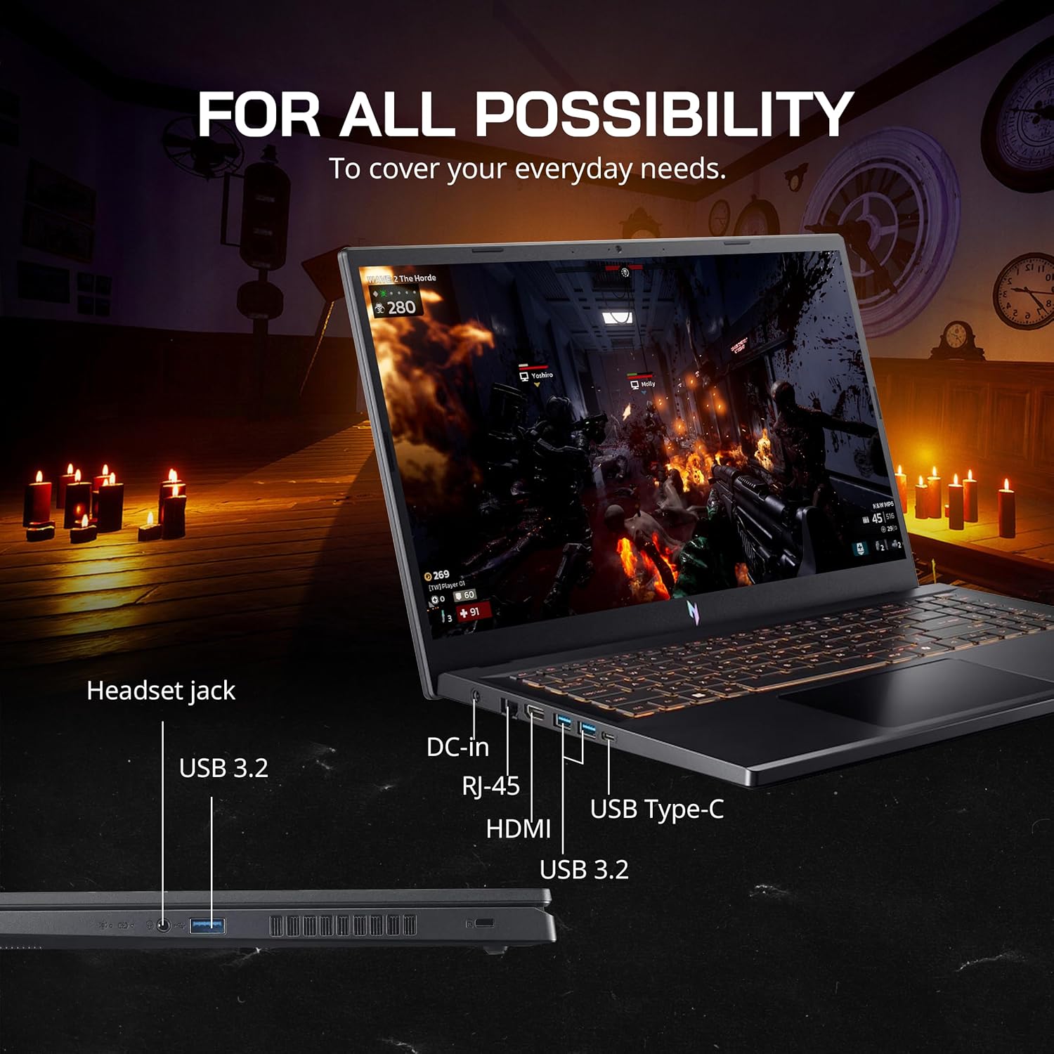 acer Nitro V 15.6" FHD IPS 165Hz Gaming Laptop  Intel Core i5-13420H  NVIDIA GeForce RTX 5050 8GB GDDR7  32GB RAM  1TB SSD  Backlight Keyboard  Wi-Fi 6  Win 11 Pro  Black  1TB Docking Station Set