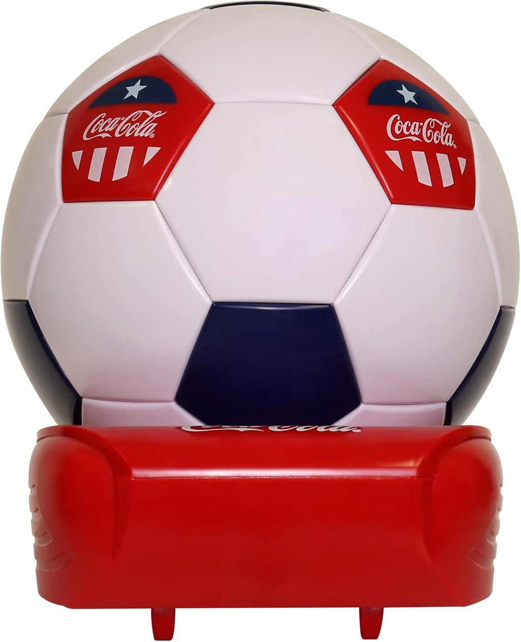 Coca-Cola Soccer Ball 5 Can Cooler, 12V DC/110V AC Cooler, for home, dorm, office, travel, camping, car, boat, truck, beverages, snacks, skincare, cosmetics, medication