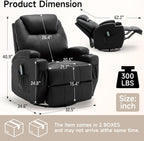 Recliner Chair, Rocking Chair with Massage and Heat, 360° Swivel Recliner Chairs for Adults, Rocker Manual Recliner with Remote Control and Cup Holder for Living Room, Bedroom, Nursery