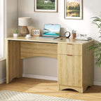 Bestier 47 inch Computer Desk with Drawer, Office Desk with File Cabinet, Modern Executive Desk Adjustable Shelves for Home Office Bedroom Study, Natual Oak