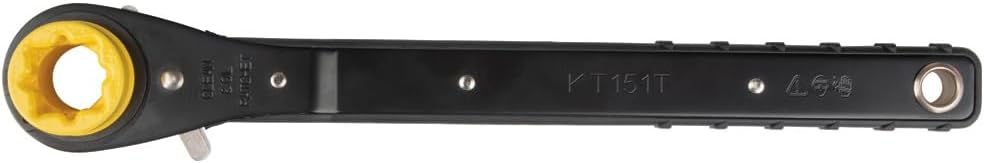 Klein Tools KT151T Lineman's Ratcheting Wrench with Bolt-Through Design, 3/4-Inch, 13/16-Inch, 1-Inch x 1-1/8-Inch Combination Square Socket