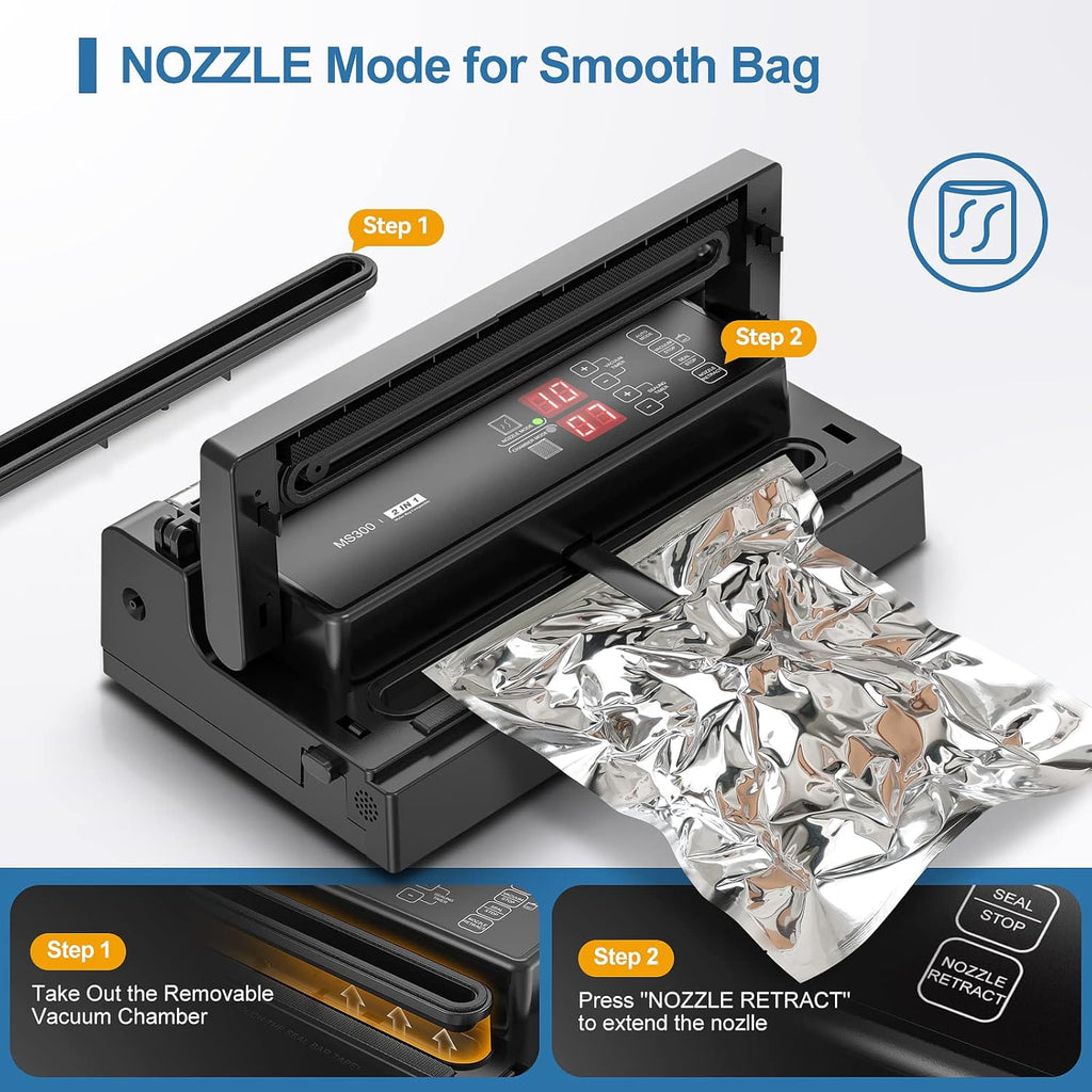 MAGIC SEAL MS300 Precision Vacuum Sealer Machine, Commercial Double Pump Food Sealer with Built-in Auto Cooling System, Compatible with Mylar, Smooth and Embossed Bags, Extra Wide 8 mm Seal