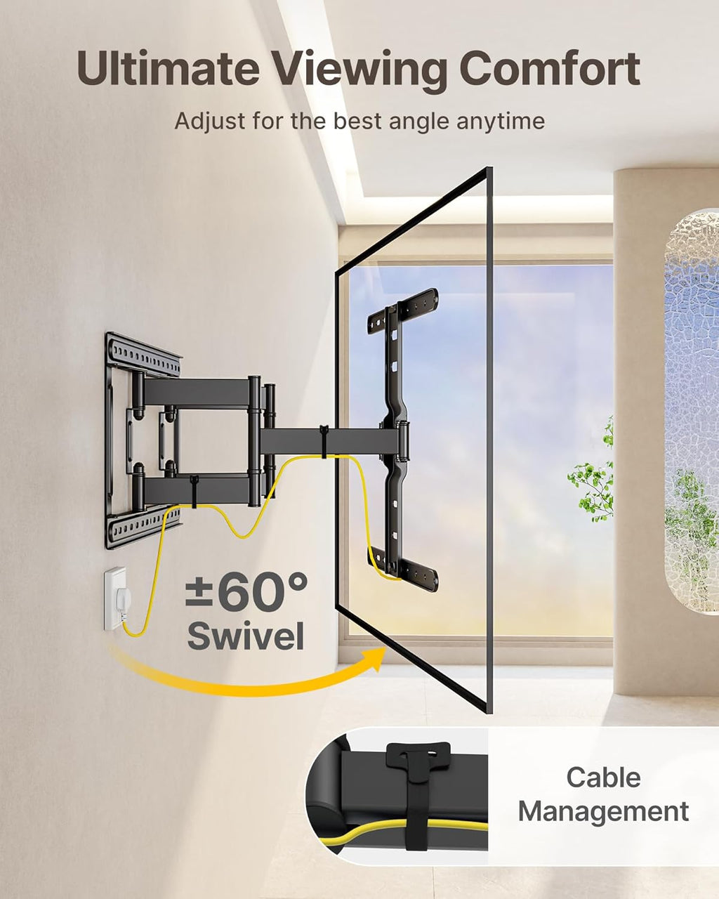 monTEK 1.1" Ultra Slim TV Wall Mount for 37-75 Inch TVs, 132lbs Heavy Duty, 4X Weight Tested, Full Motion Articulating Bracket, Max VESA 400x400mm, Fits 16/18" Studs