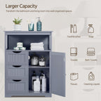 Yaheetech Bathroom Storage Cabinet Bathroom Floor Cabinet Freestanding Storage and Organizer with Door, 3 Drawers, Adjustable Shelf, 35.5 Inches Height, Gray