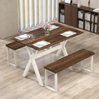 Giantex 43" Dining Table for 4, Rectangular Kitchen Table with Rubber Wood X-Shaped Frame, Space Saving Dinner Table for Living Dining Room, Dinette, Home Office, Restaurant