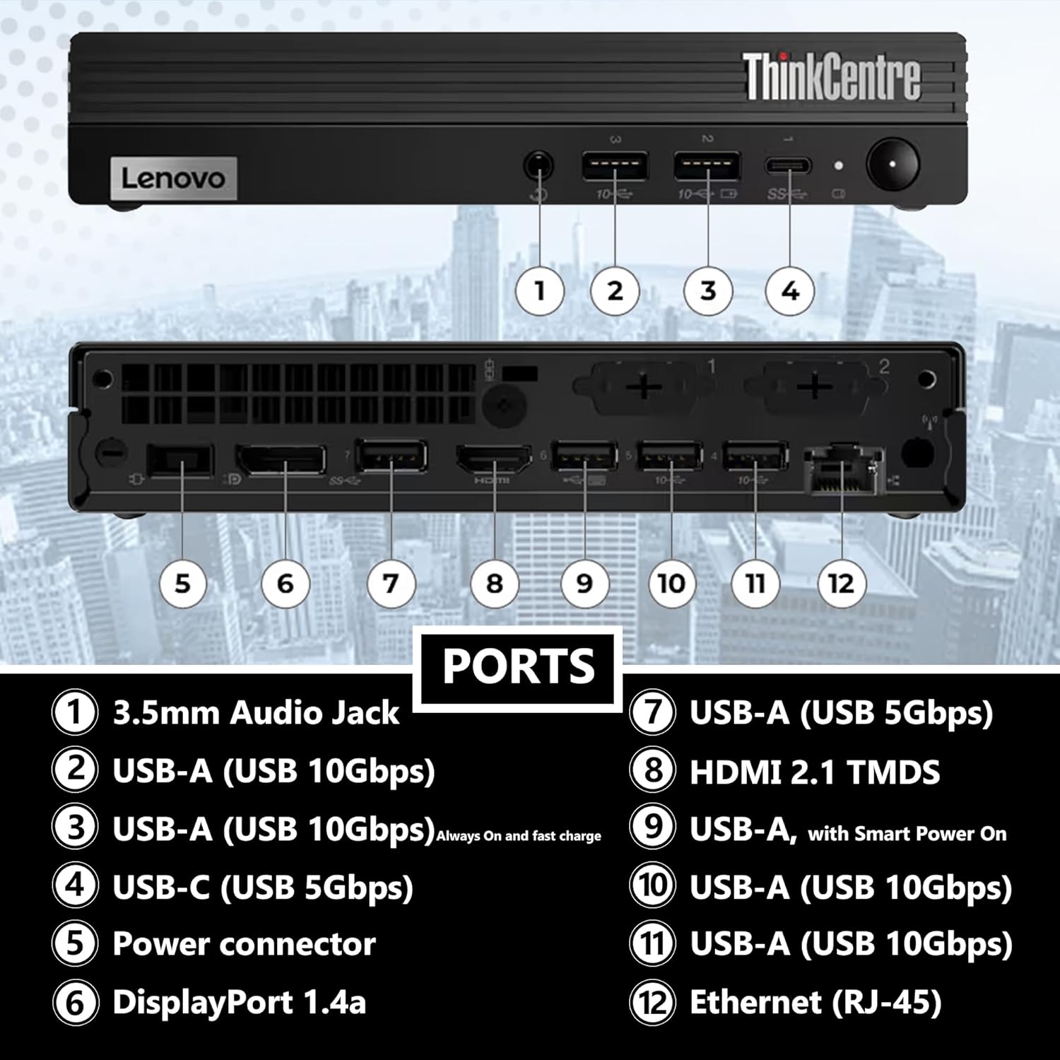 Lenovo ThinkCentre Tiny M70q Gen 5 Intel 10-Core i5-14400T (Beat i7-13700T)  16GB DDR5 RAM  512GB NVMe  WiFi 6  Bluetooth  RJ-45  DP Port  HDMI  W11P  Business Desktop  3 Yr Wty