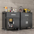 COFaR Rolling Tool Cabinet, 1-Drawer & 2-Door Metal Storage Cabinet with Adjustable Shelf, Lockable Wheels & Locking Doors, 35" H Heavy Duty Garage Tool Chest for Workshop, Garage, Office - Black