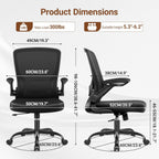 BESTFAIR Ergonomic Office Chair, Mesh Computer Desk Chair with Lumbar Support, Swivel Chair with Flip-up Arms and Adjustable Height, Black
