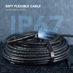Triple Lens Endoscope Camera with Light with 50FT Semi-Rigid Cable, DEPSTECH 5" IPS Screen Sewer Inspection Camera, 1080P Industrial Borescope, Split Screen, Waterproof Drain Pipe Tool, Carrying Case
