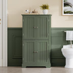 ChooChoo Bathroom Floor Cabinet, Modern Bathroom Storage Cabinet with 4 Doors and Adjustable Shelves, Freestanding Cupboard for Living Room, Green