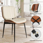 Dining Chairs Set of 4, Mid Century Modern Dining Room Chairs, Upholstered Faux Leather Kitchen Chair with Walnut Bentwood Back for Kitchen Dining Room Living Room, Beige