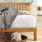 Zinus Alexia Wood Platform Bed Frame with headboard, Solid Wood Foundation with Wood Slat Support, No Box Spring Needed, Easy Assembly, Rustic Pine, Queen