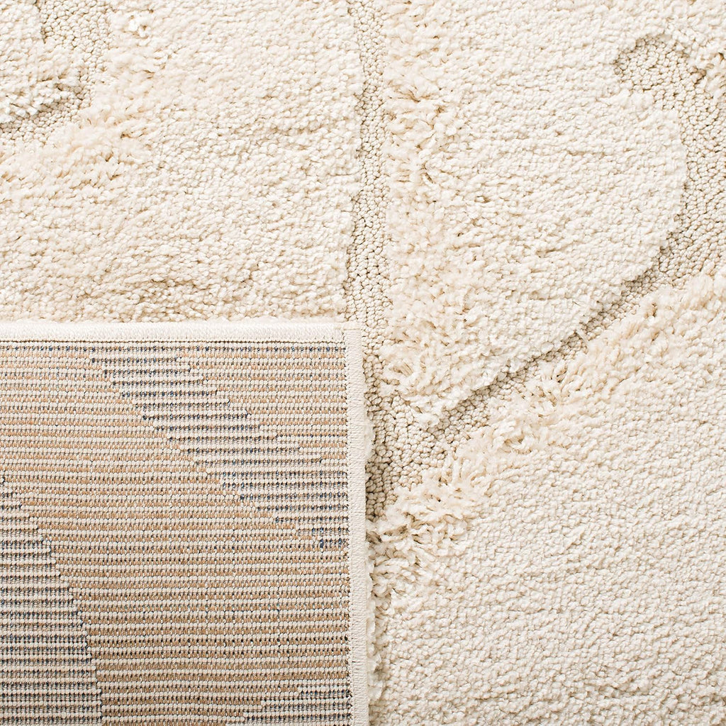 SAFAVIEH Area Rug 8x10 - Florida Shag Collection - Large - Cream & Cream, Scroll Design, Non-Shedding & Easy to Clean, High-Low Plush Pile, Ideal for Living Room, Bedroom, Dining Space (SG455-1111)