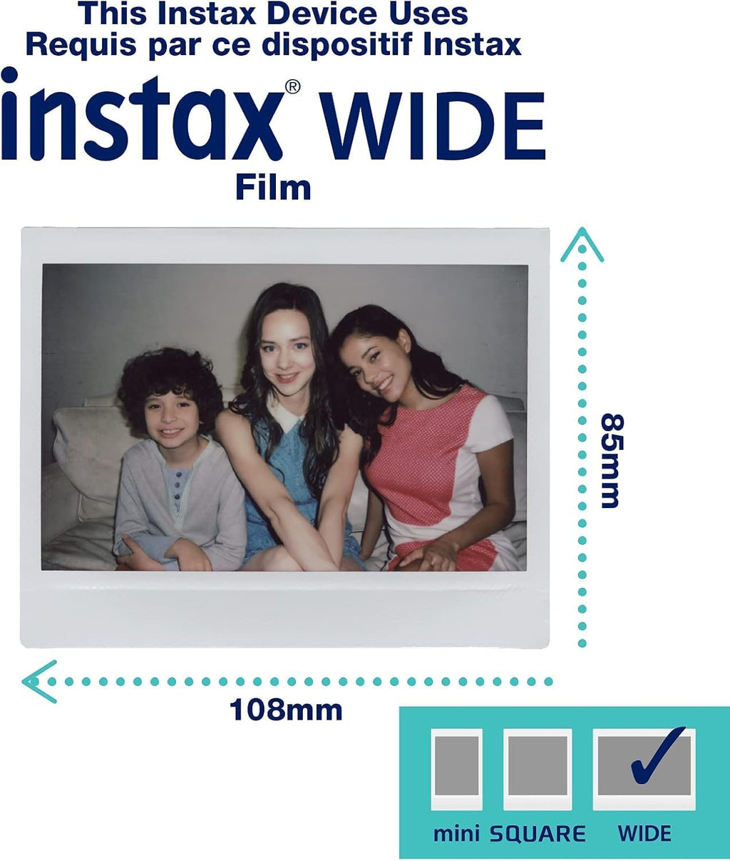 Fujifilm INSTAX Wide 400 Instant Camera - Sage Green with Pixibytes Microfiber Cleaning Cloth (Camera + 2 Wide Twin Packs)