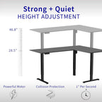 VIVO Corner Standing Desk, 63 x 55 inch Reversible L-Shaped Workstation, Electric Height Adjustment, Home, Office, and Reception Rooms, Black Table Top Black Frame, DESK-E3CTB