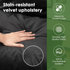 Vongrasig Futon Sofa Bed Velvet Futon Couch with Adjustable Backrest, Small Convertible Folding Sleeper Sofa Bed, Modern Loveseat for Living Room, Bedroom and Small Space, Black