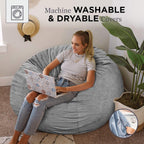 CordaRoy's Chenille Bean Bag-Convertible Bean Bag Chair-Machine-Washable Chenille Fabric Cover-for Basement,Living Room,Game Room,Dorm & More - Full Size - Charcoal | Made in The USA