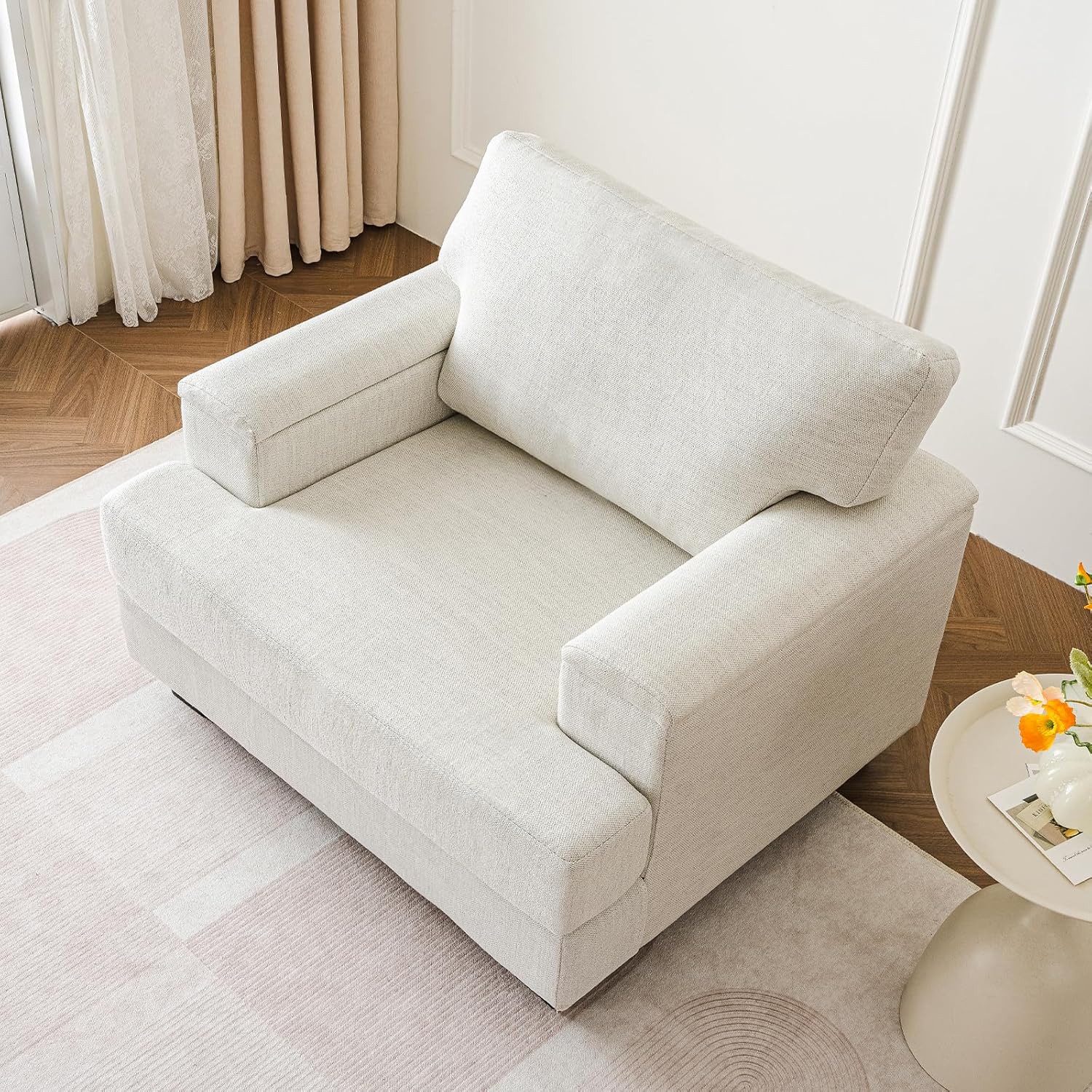 Oversized Accent Chair with Armrest Organizer,Comfy Living Room Chairs with 7.8'' Cushion,Upholstered Mid-Century Armchair,Large Reading Chair for Bedroom Living Room,Office,Chenille
