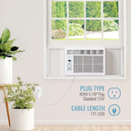 Keystone 8,000 BTU Window Air Conditioner with 3,500 BTU Supplemental Heating, 115V, Window AC Unit with Supplemental Heat for Bedroom, Living Room, Small-Medium Rooms up to 350 Sq.Ft.