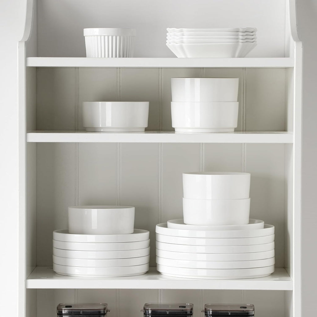MALACASA 24 Pieces Porcelain Dinnerware Set, Modern White Dish Set for 8, Premium Serving Plates and Bowls Sets, Chip and Scratch Resistant Dishware Sets Kitchen Dishes Dining Ware Set, Series LEAH