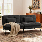 COMHOMA Convertible Futon Sofa Bed, 72″Fabric Futons Couch with Adjustable Backrest, Folding Sleeper Recliner for Living Room Furniture (Black)