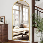 OGCAU 76"x34" Arched Full Length Mirror, Hanging Leaning or Standing Full Body Mirror, Wall Mounted Mirror with Aluminum Frame for Living Room, Bedroom or Cloakroom (Gold)