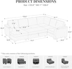 Belffin Sleeper Sofa Modular Sectional Pull Out Couch Bed U Shaped Sofa Couch for Living Room with Storage Chaise. Light Gery