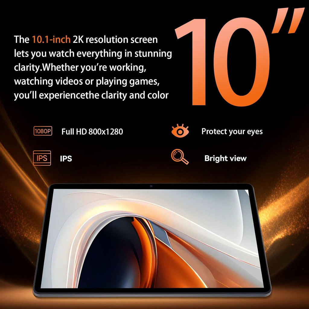 HUIHUANG Tablet 10 Inch Android 14 Tablet, 16GB RAM 128GB ROM, 1TB Expansion, Octa-core, Large Capacity Battery, 5MP + 8MP Dual Camera, 5G/2.4G WiFi, Bluetooth 5.0, GPS, Drop-Proof Case