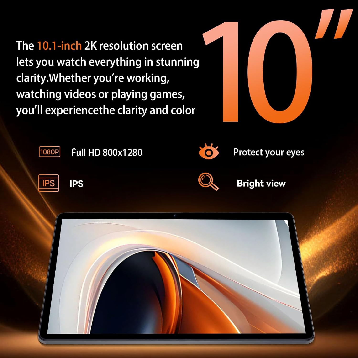 HUIHUANG Tablet 10 Inch Android 14 Tablet, 16GB RAM 128GB ROM, 1TB Expansion, Octa-core, Large Capacity Battery, 5MP + 8MP Dual Camera, 5G/2.4G WiFi, Bluetooth 5.0, GPS, Drop-Proof Case