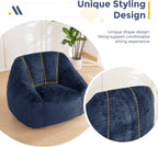 MAXYOYO Bean Bag Chair, Comfy Bean Bag Sofa with Back Support, Faux Fur Bean Bag Chair for Adults and Kids, Stuffed Floor Sofa for Living Room, Bedroom, Apartment, Navy
