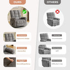 Swivel Rocker Recliner Chair with Heat and Massage, Oversized Rocker Recliner with Overstuffed Backrest,Swivel Glider Recliner for Living Room,Grey