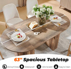 OKD 63 Inch Modern Wood Oval Dining Table for 4-6, Dining Room Table with Stable T-Shaped Base & Metal Frame & Thick Tabletop, Sturdy Kitchen Table for Dinner Room, Kitchen, Gathering, Rustic Oak